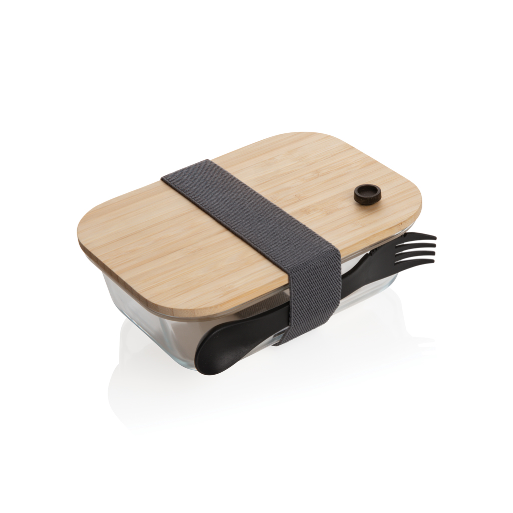 Fiamrera de vidrio con tapa de bambú