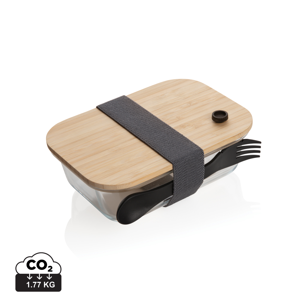 Fiamrera de vidrio con tapa de bambú