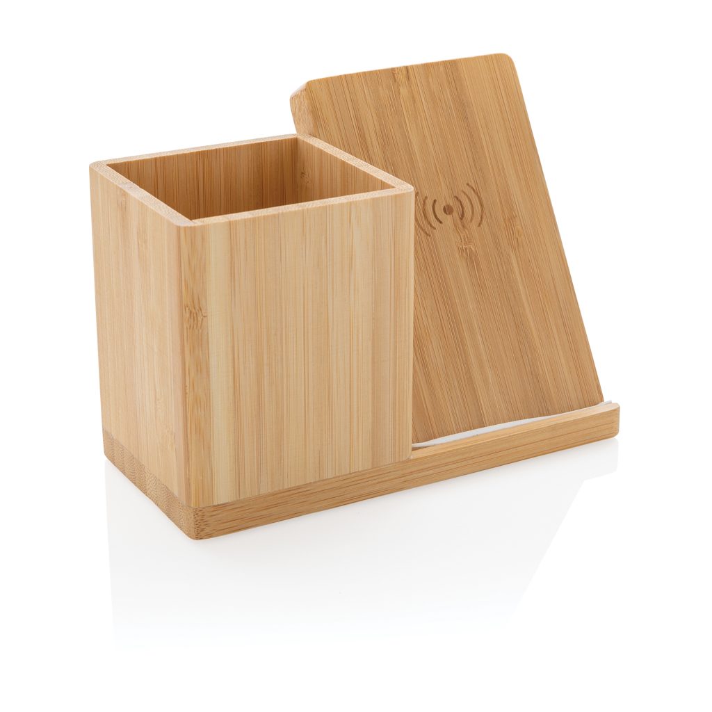 Cargador inalámbrico Calgary 5W de bambú con soporte