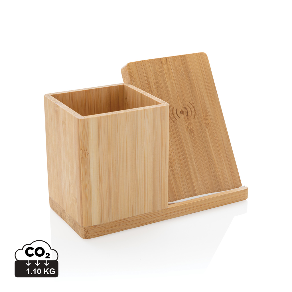 Cargador inalámbrico Calgary 5W de bambú con soporte