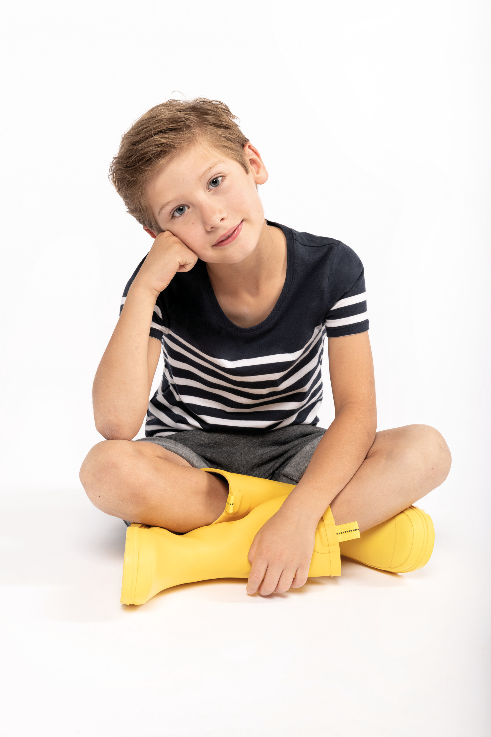 K3035 - Camiseta marinera cuello redondo algodón orgánico niños