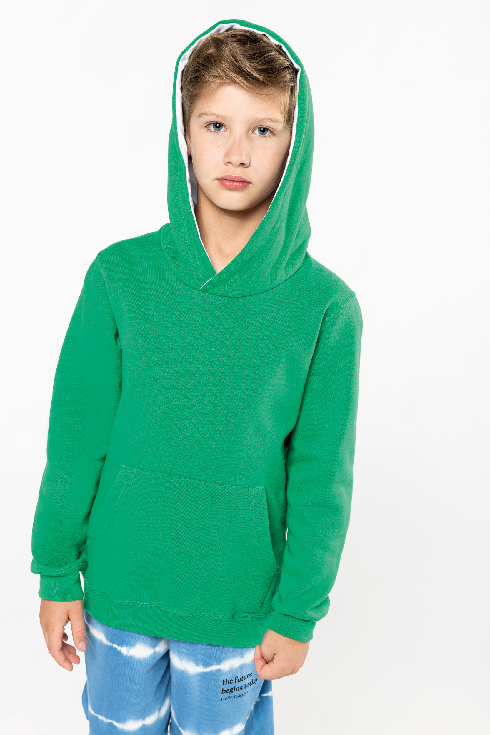 K453 - Sudadera capucha contrastada niños