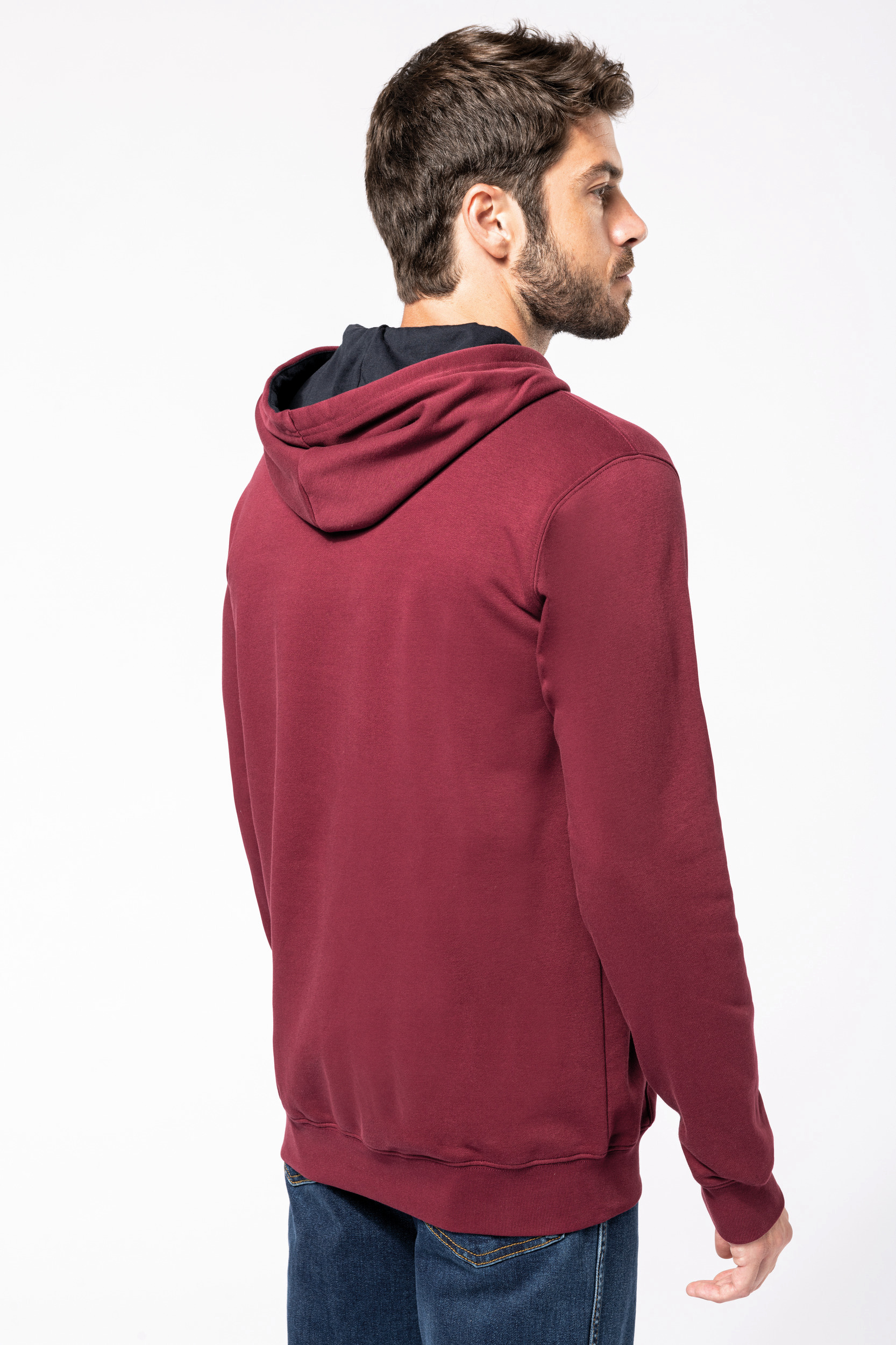 K446 - Sudadera capucha contrastada hombre