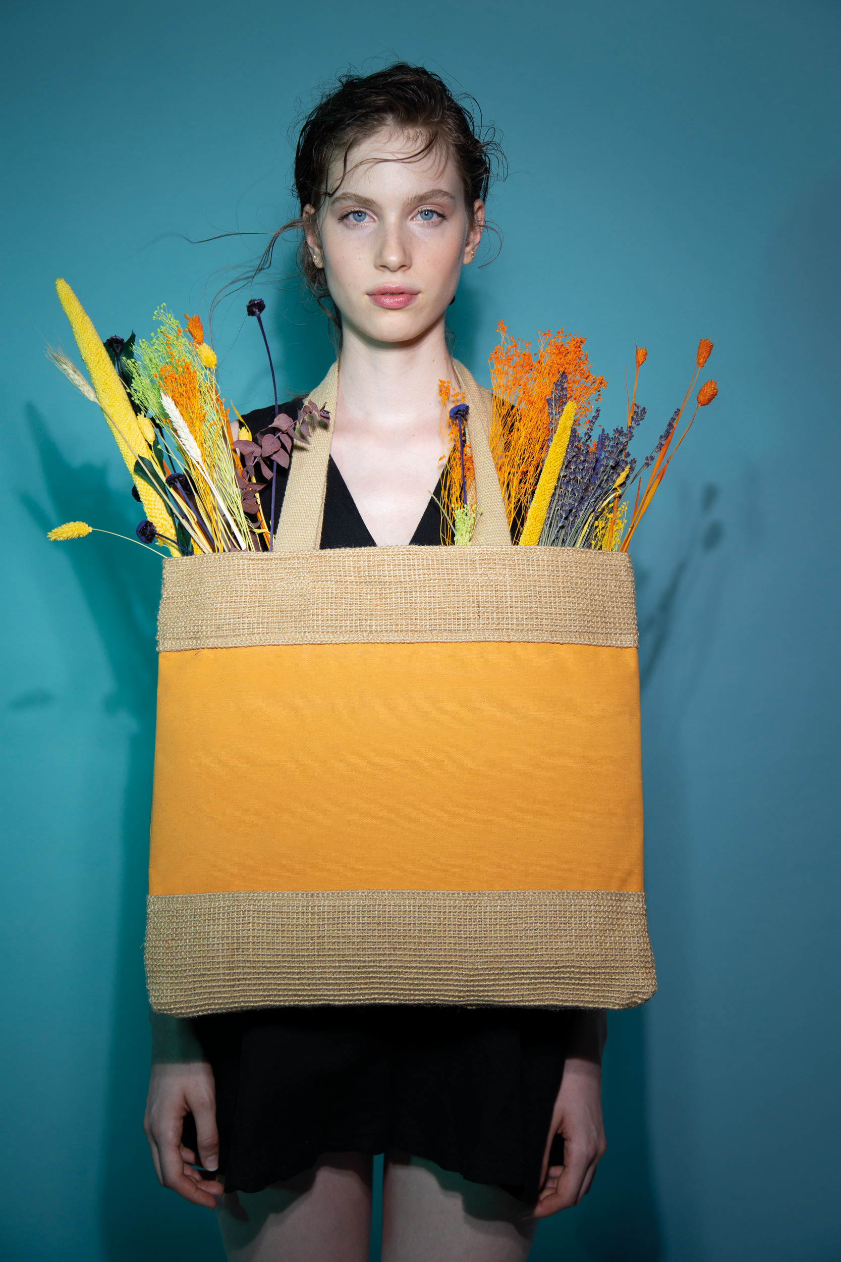 KI0294 - Bolsa de compras de algodón e hilos de yute trenzados