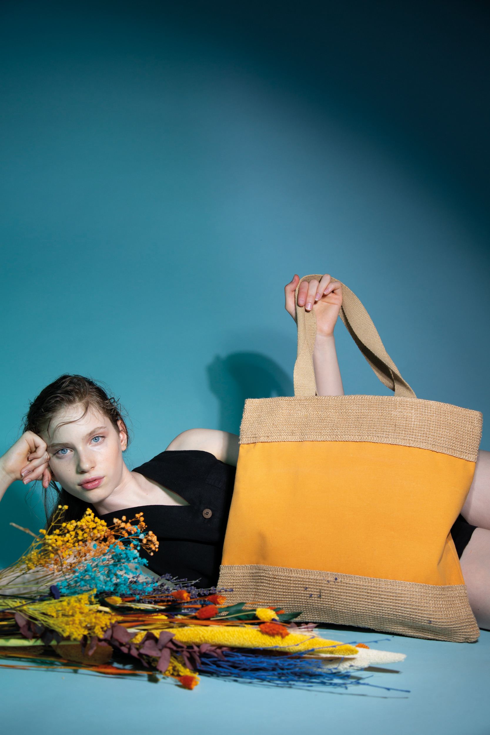 KI0294 - Bolsa de compras de algodón e hilos de yute trenzados