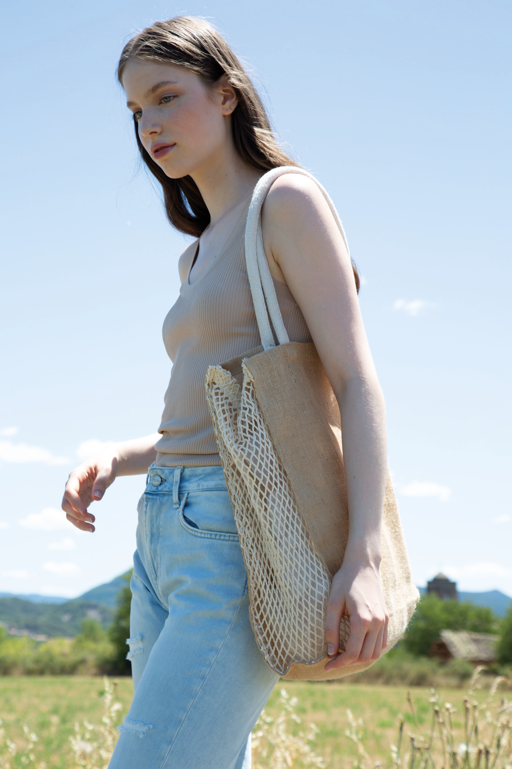 KI0281 - Bolsa de compras con fuelle de rejilla