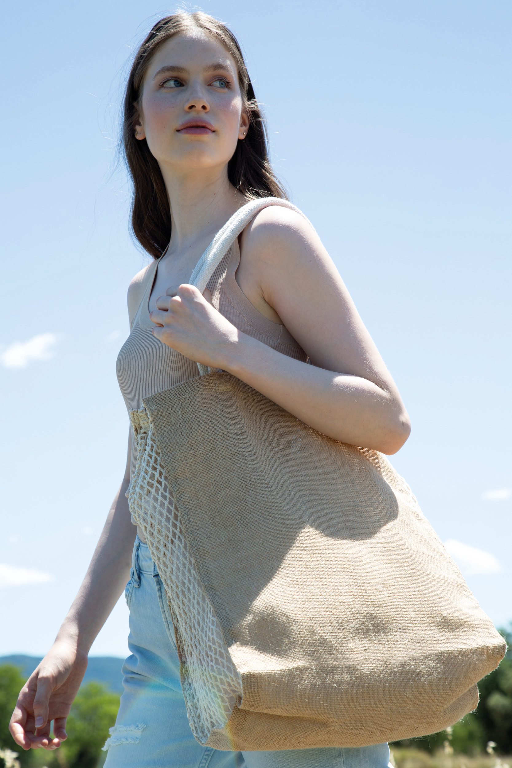 KI0281 - Bolsa de compras con fuelle de rejilla