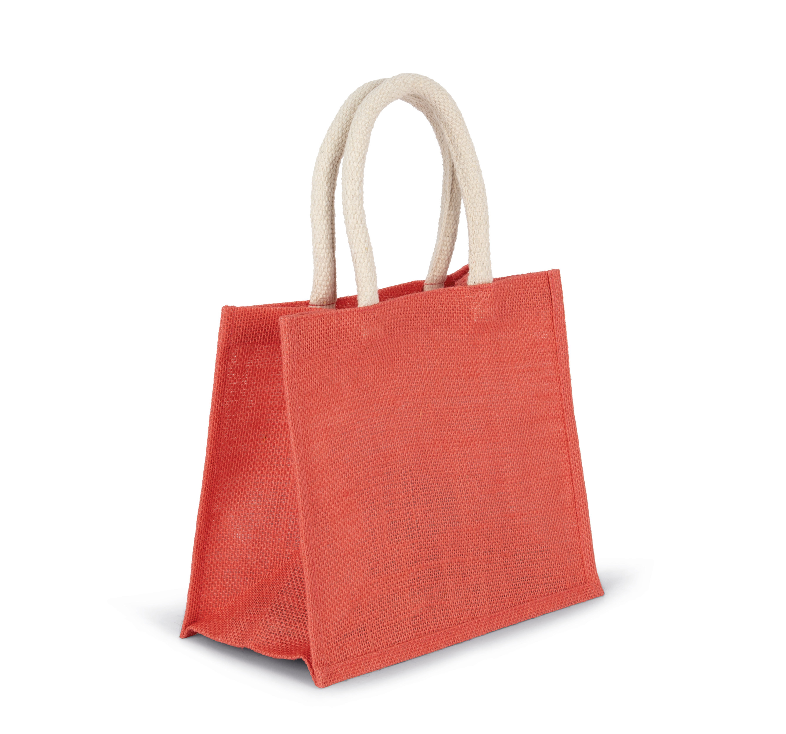 KI0273 - Bolsa estilo cesta de tela de yute, modelo mediano