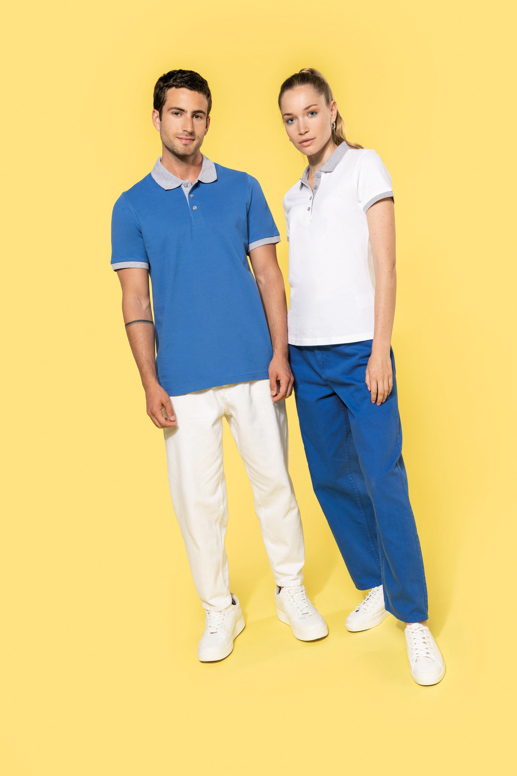 K259 - Polo piqué bicolor mujer