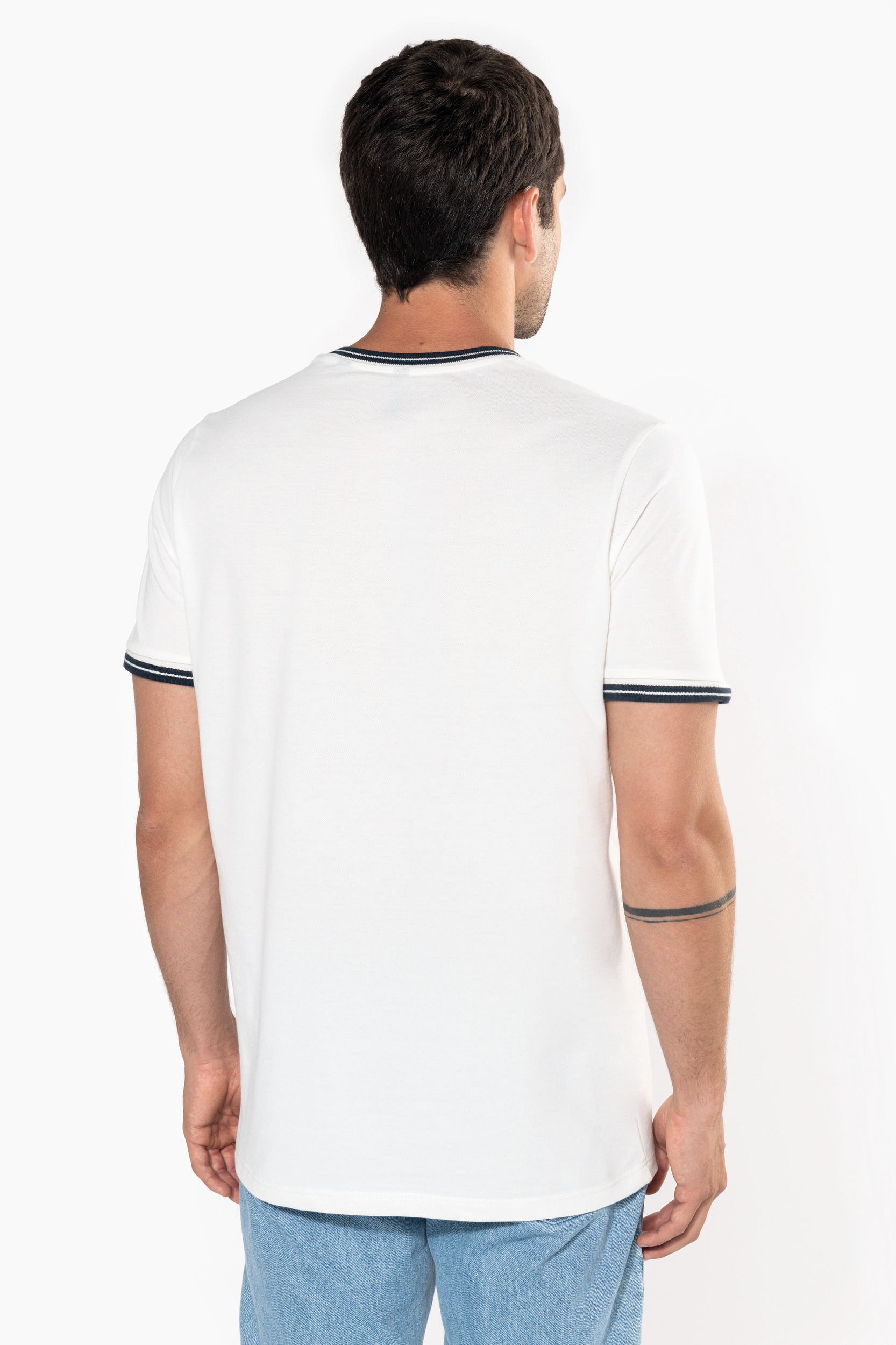 K373 - Camiseta de punto piqué con cuello redondo de hombre