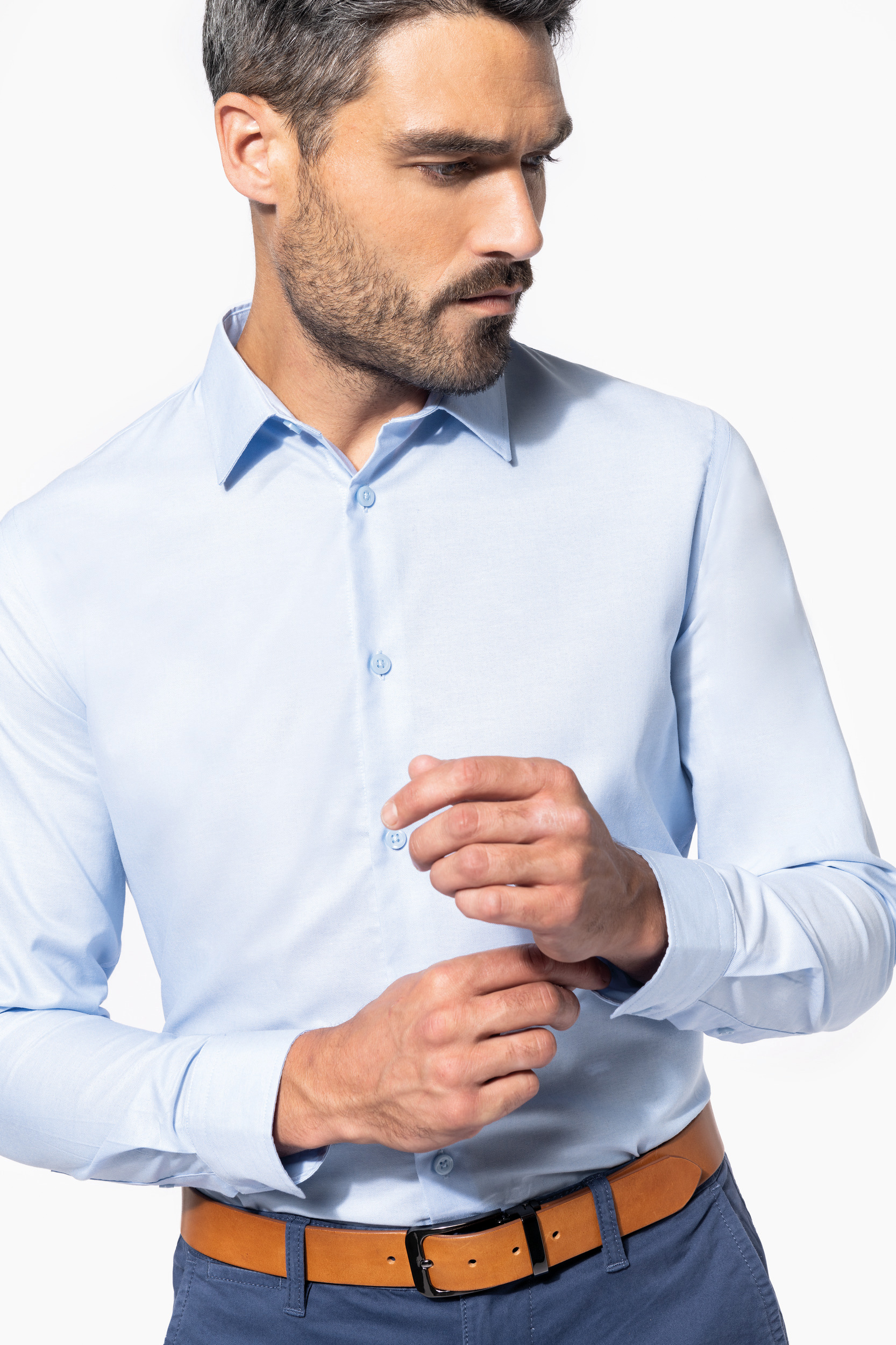 K595 - Camisa oxford de manga larga para hombre