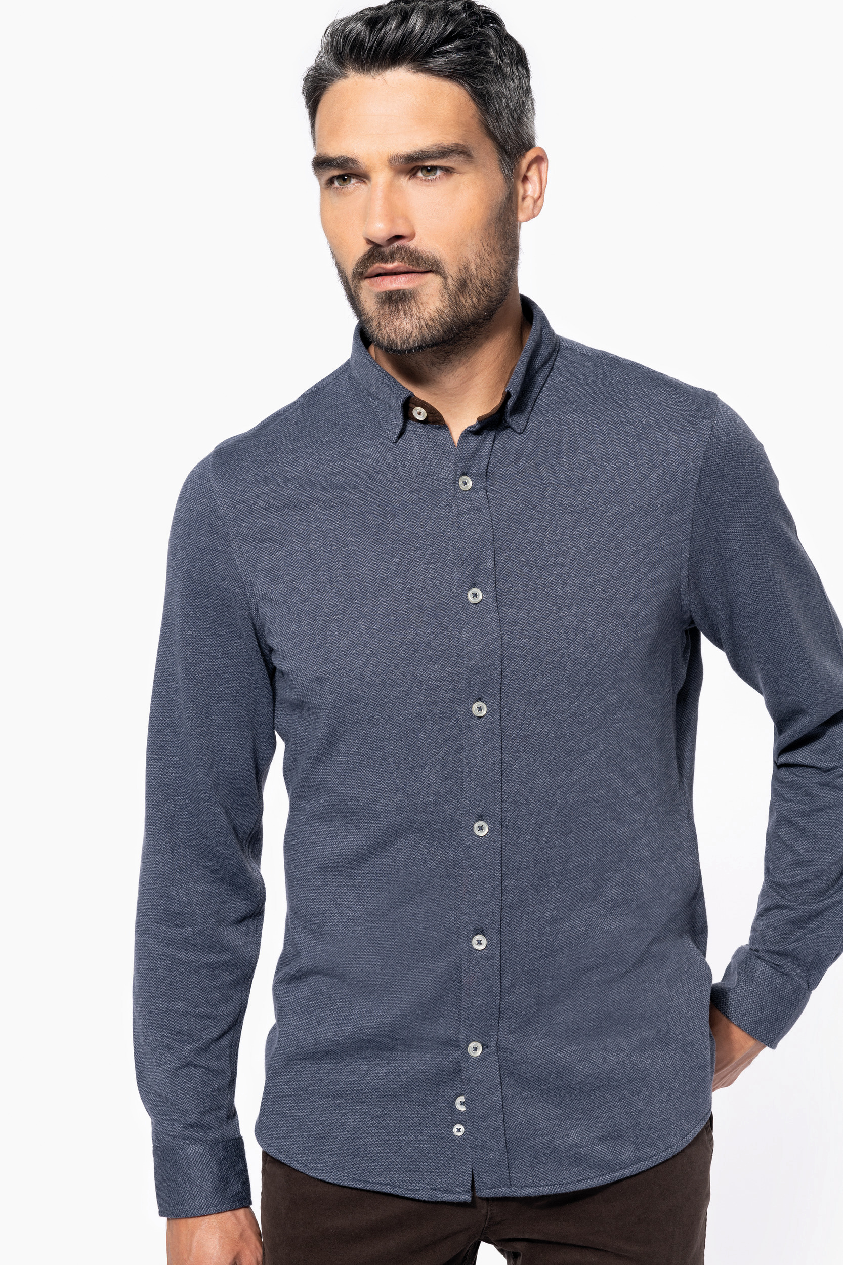 K507 - Camisa Jacquard Manga larga