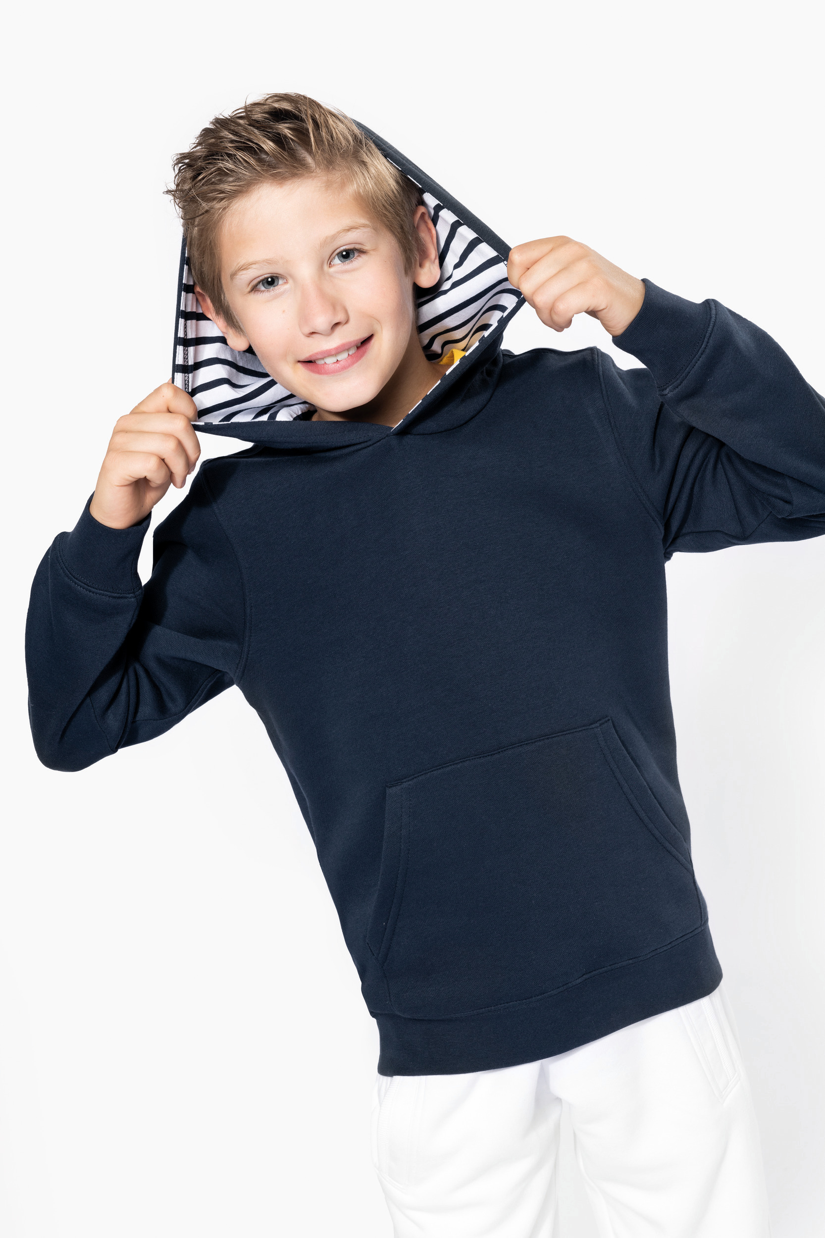 K4014 - Sudadera con capucha de forro contrastado infantil