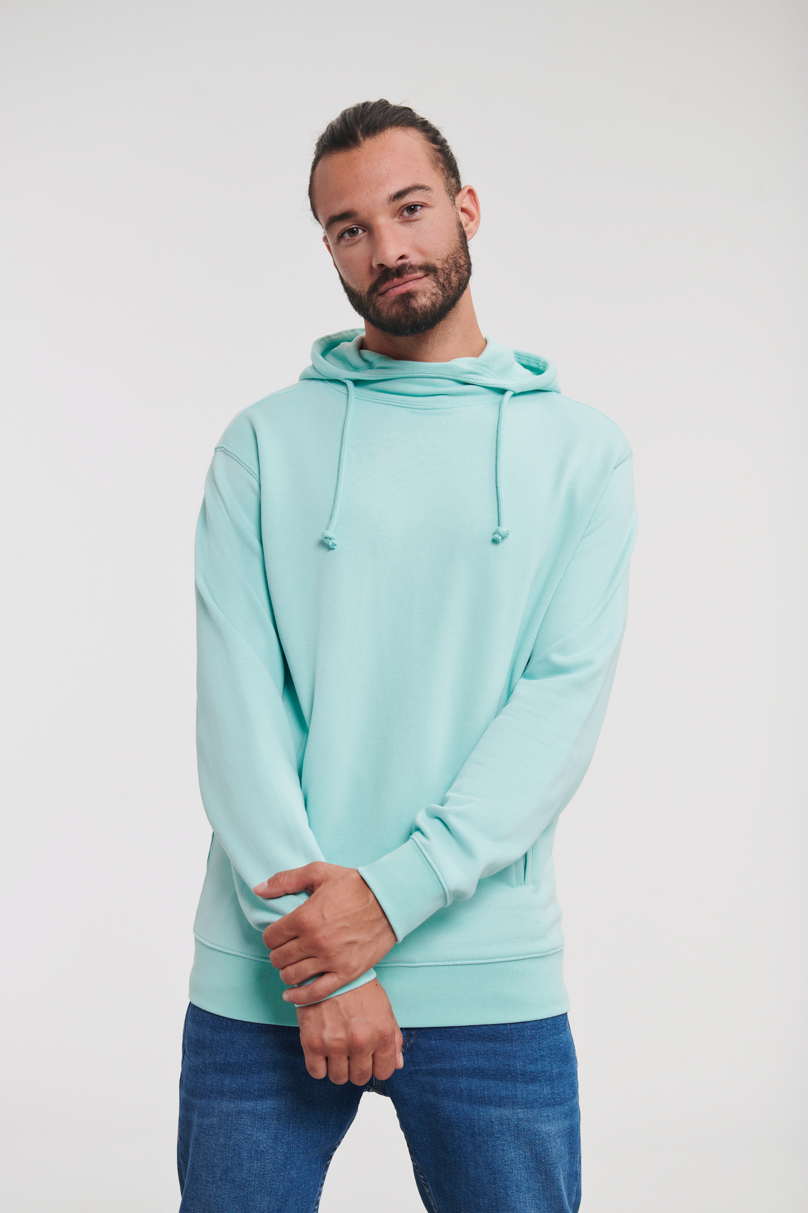 RU209M - Sudadera Pure Organic capucha y cuello alto