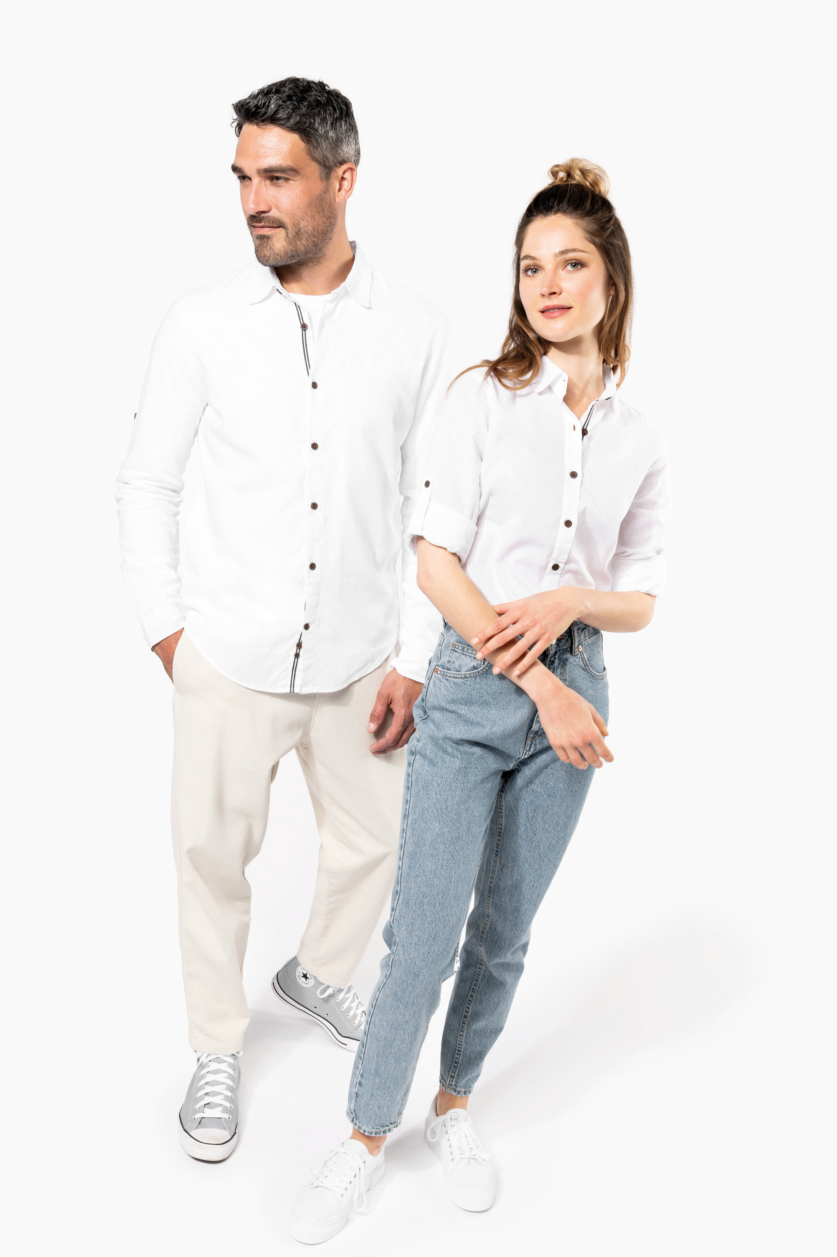 K588 - Camisa de lino de manga larga para hombre