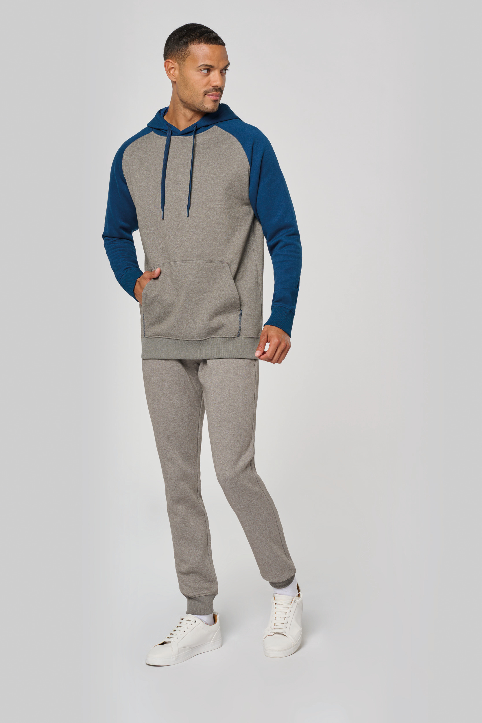 PA369 - Sudadera bicolor con capucha adulto