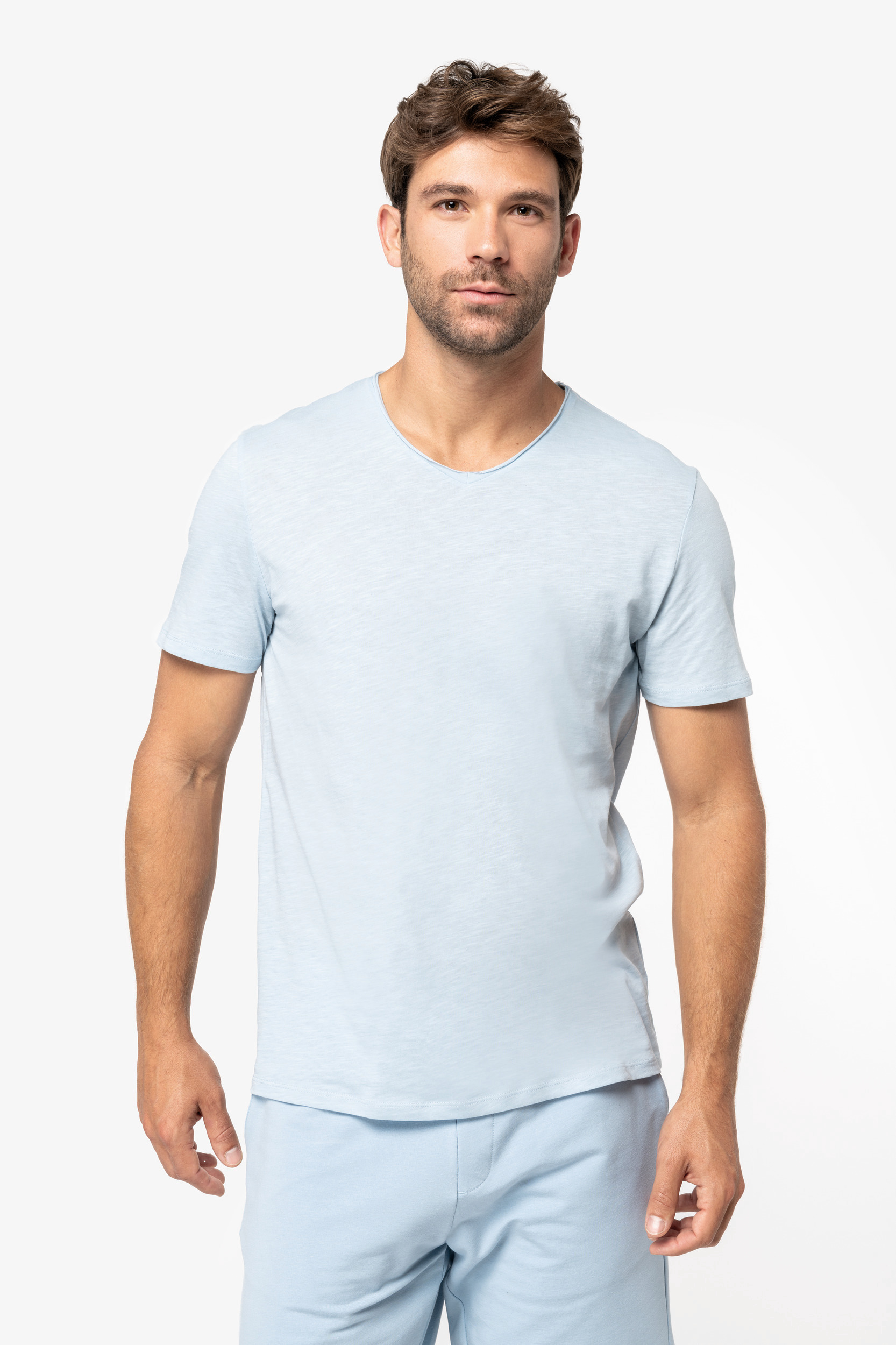 NS318 - Camiseta ecorresponsable slub con bordes sin rematar hombre