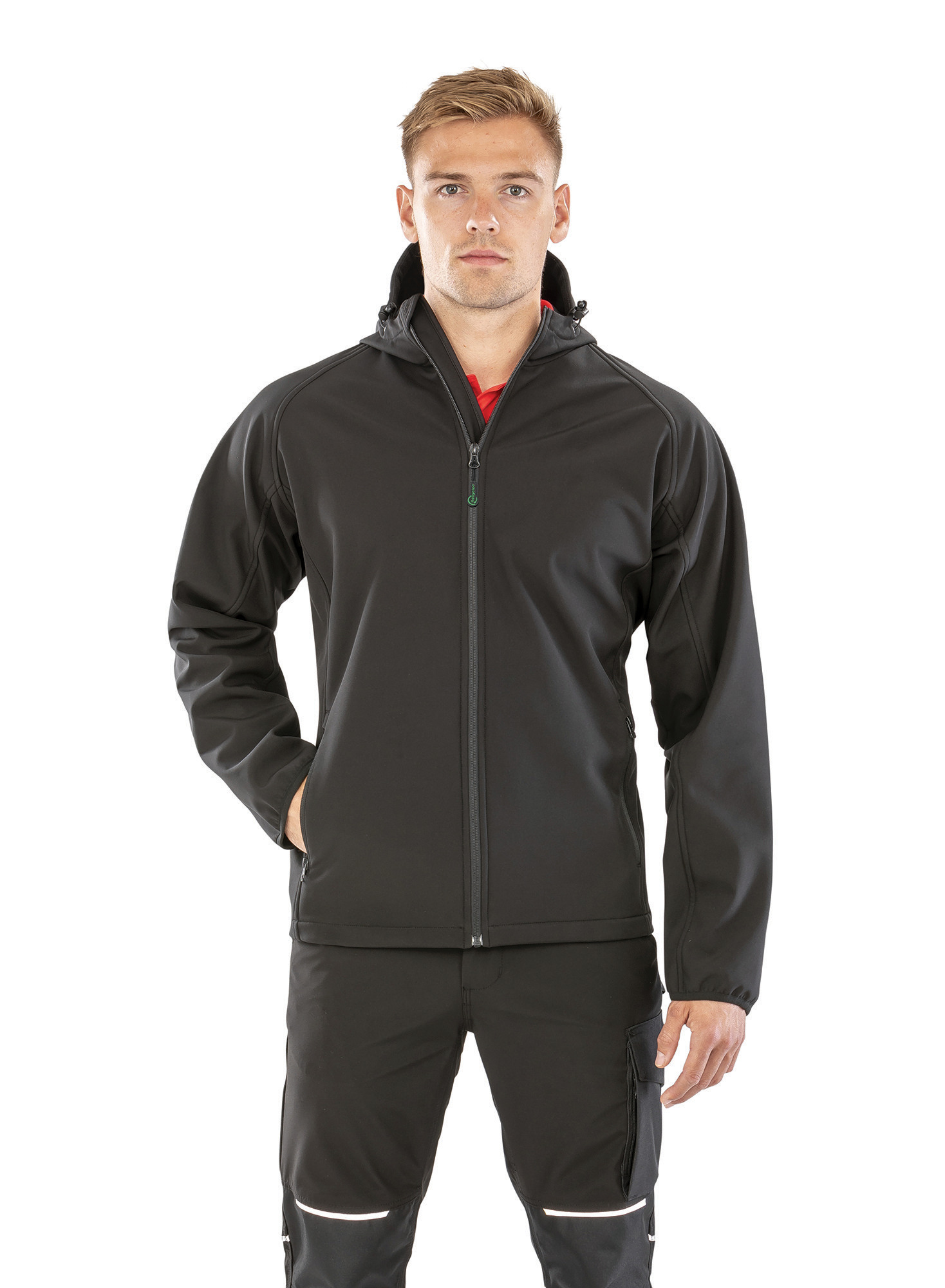 R911M - Chaqueta softshell reciclada de 3 capas con capucha hombre