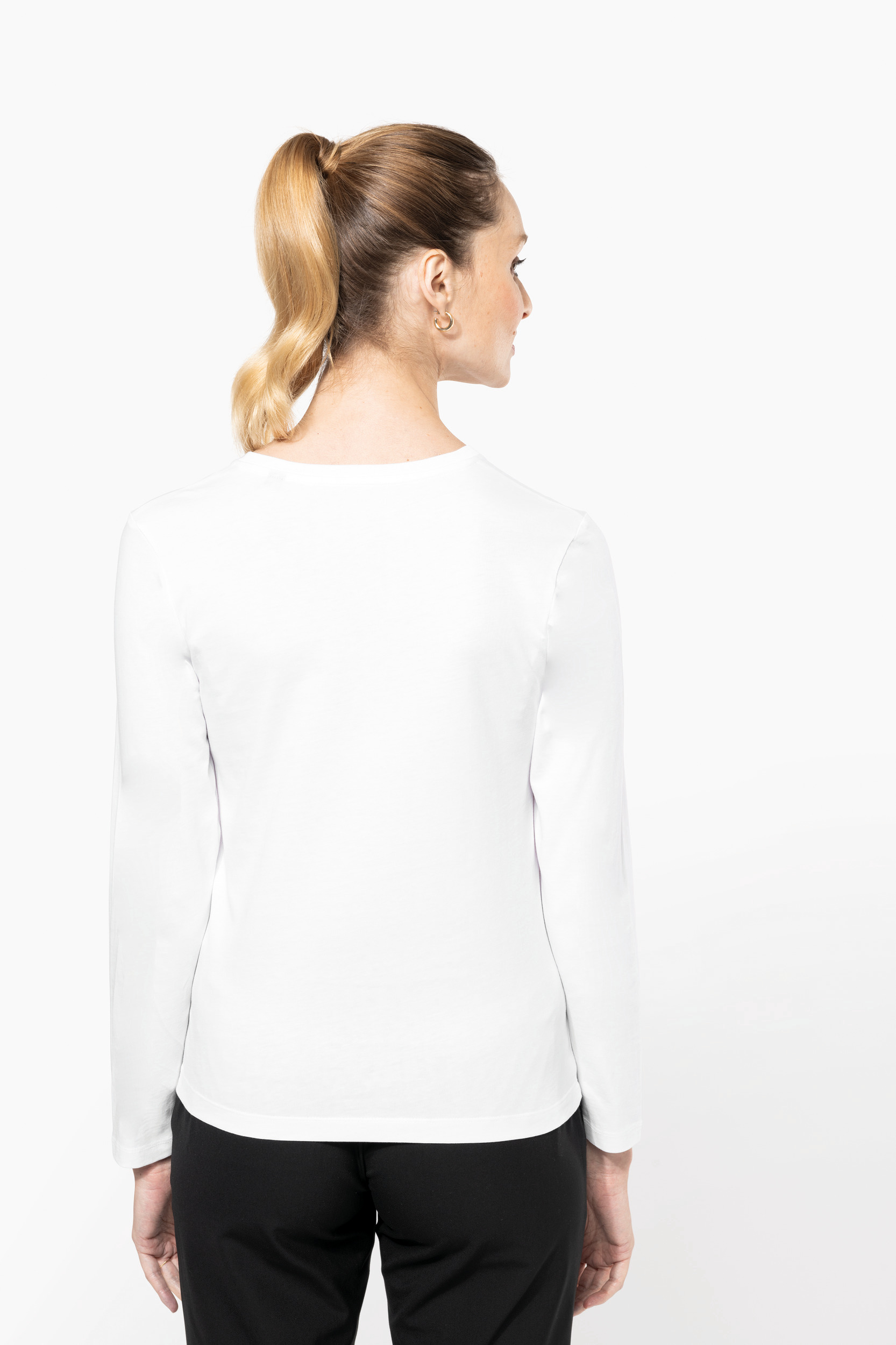PK307 - Camiseta Supima® cuello de pico manga larga mujer