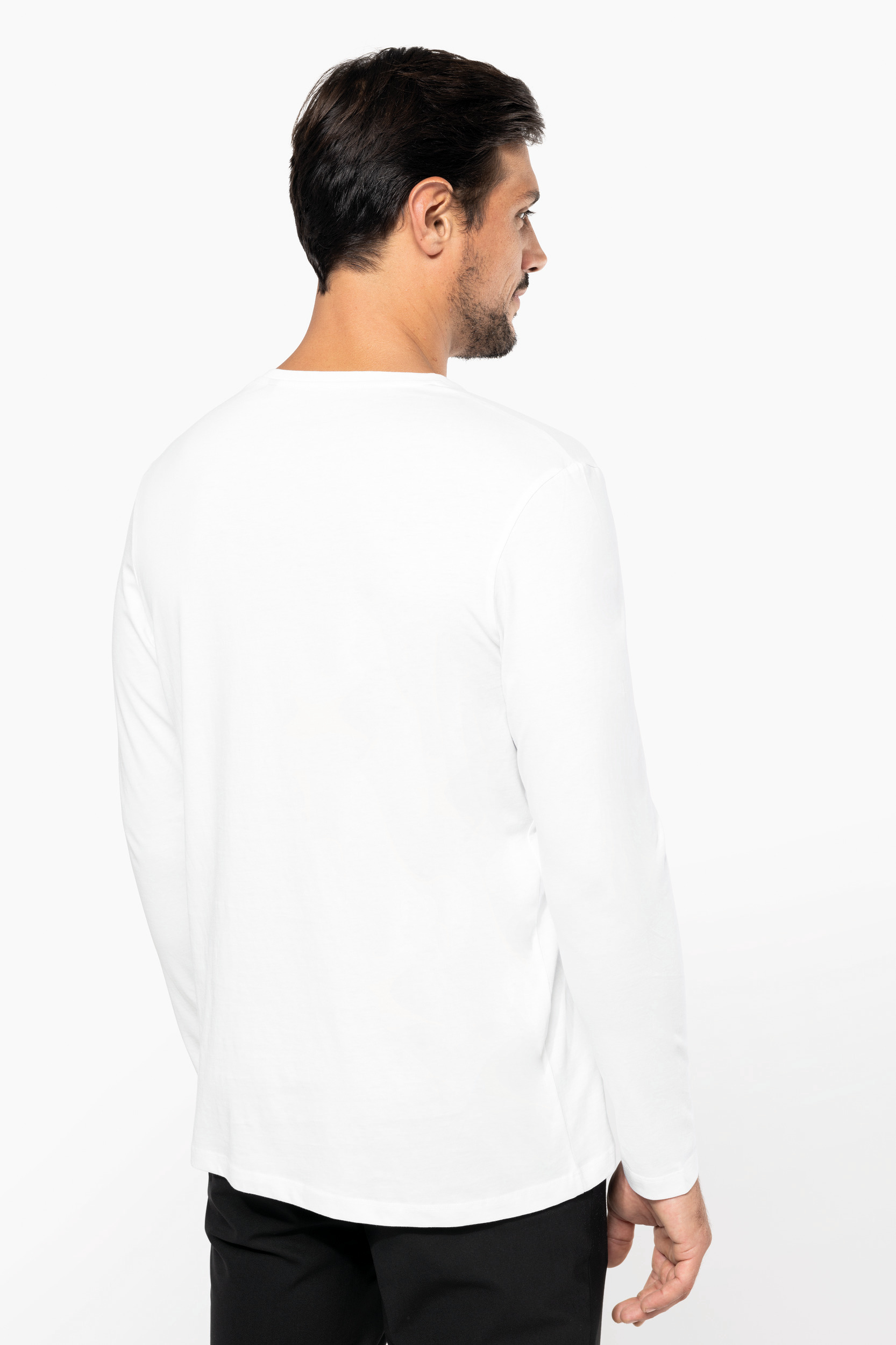 PK306 - Camiseta Supima® cuello de pico manga larga hombre