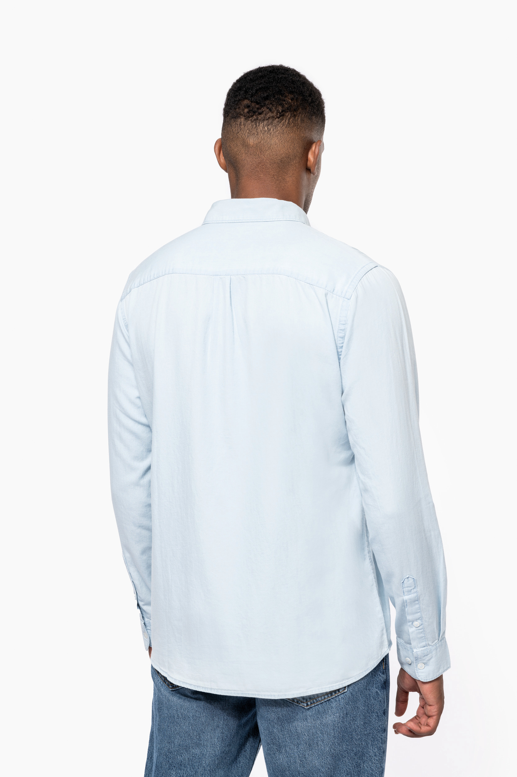 KNS500 - Camisa de algodón sarga efecto lavado hombre