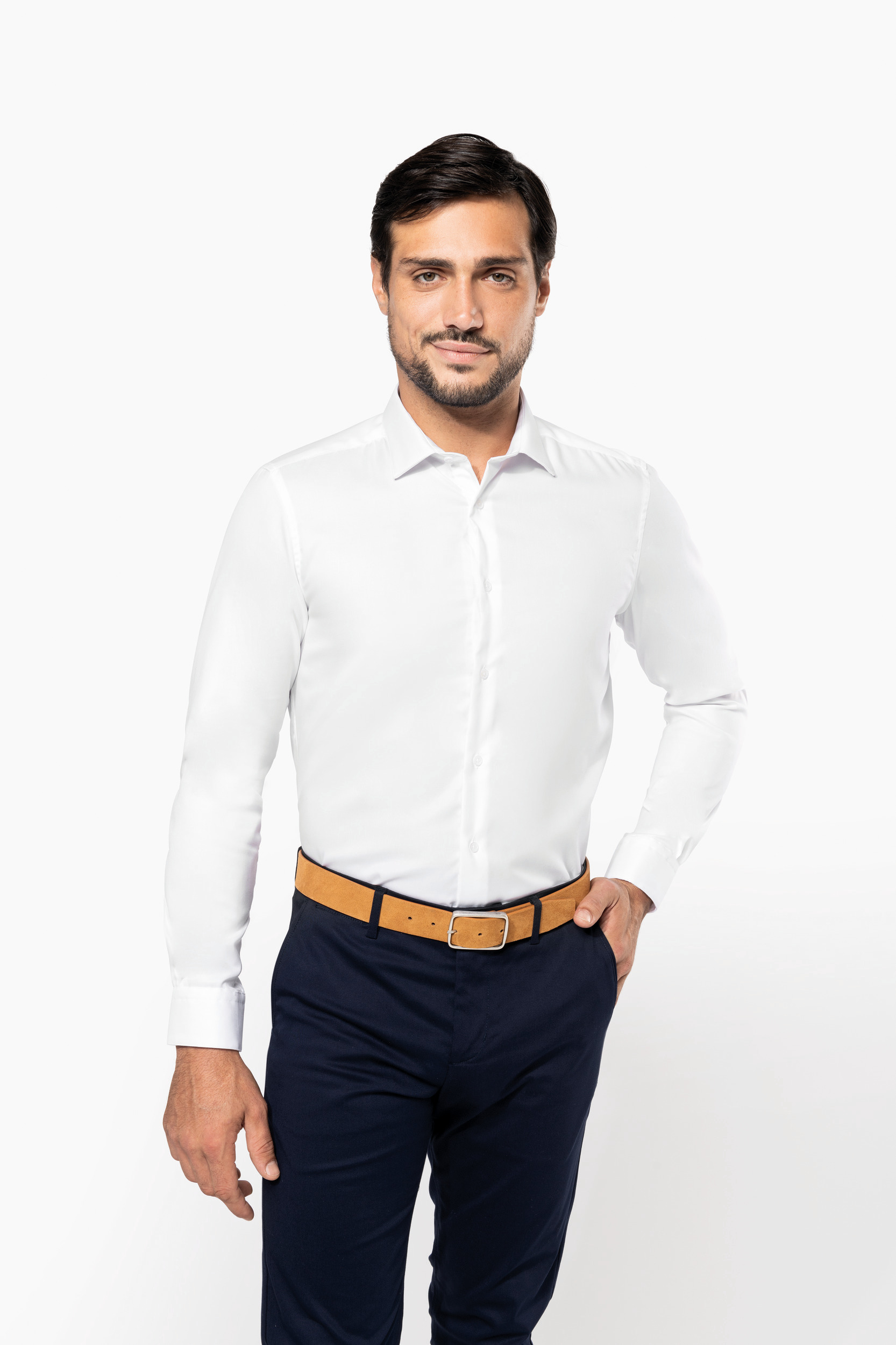 PK502 - Camisa Oxford Pinpoint manga larga hombre