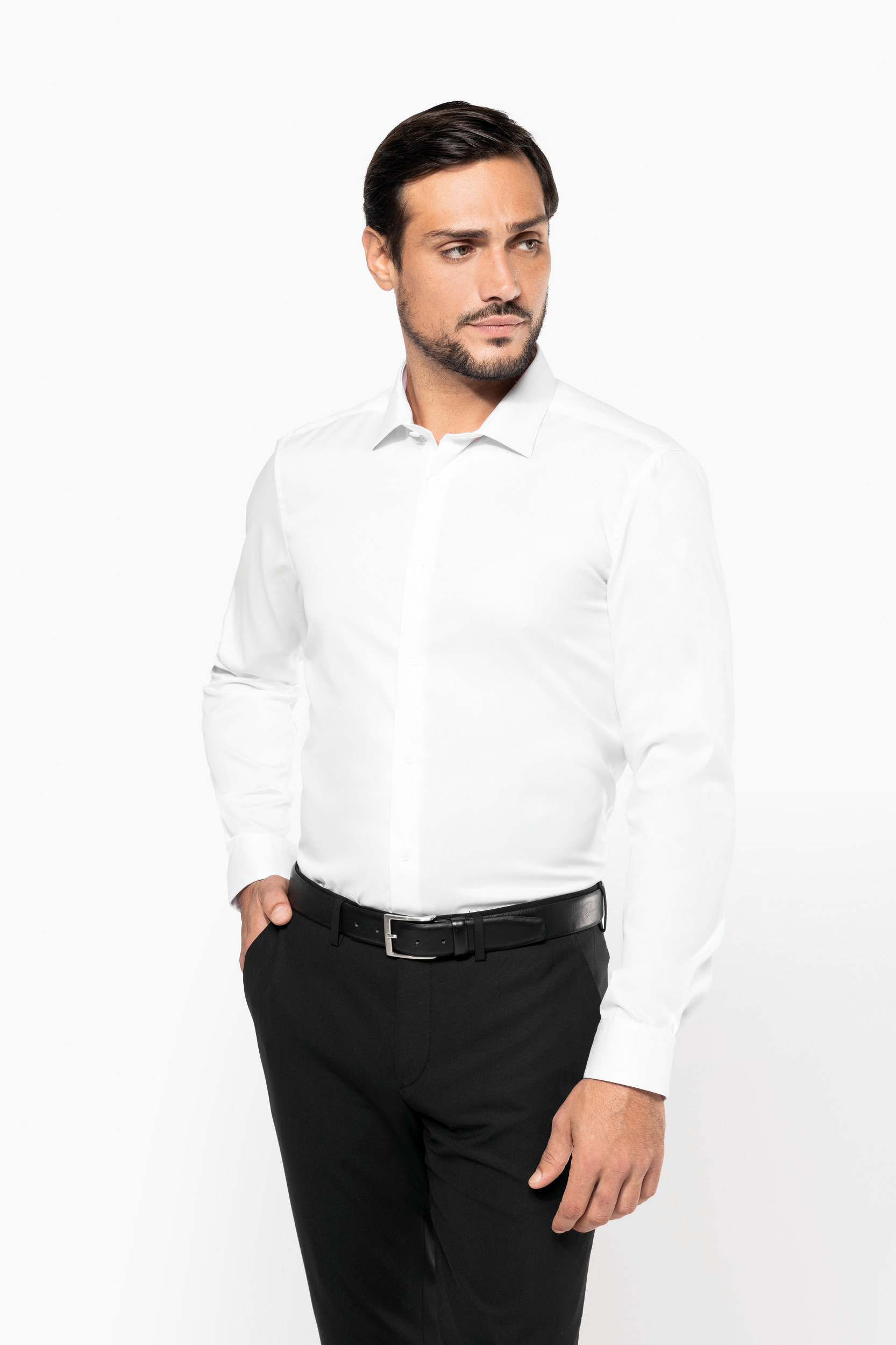 PK506 - Camisa sarga manga larga hombre