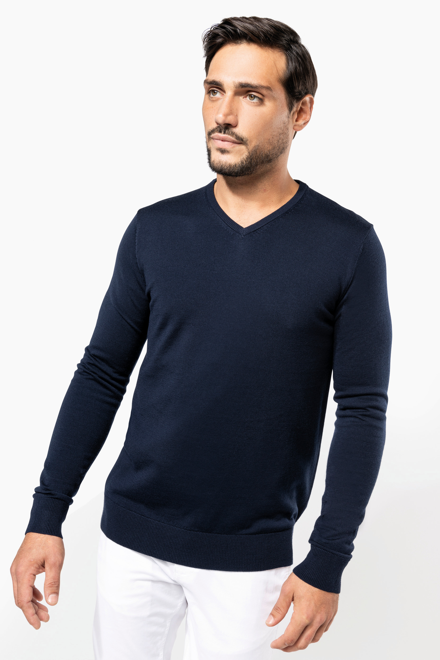 PK910 - Jersey lana merina cuello de pico hombre