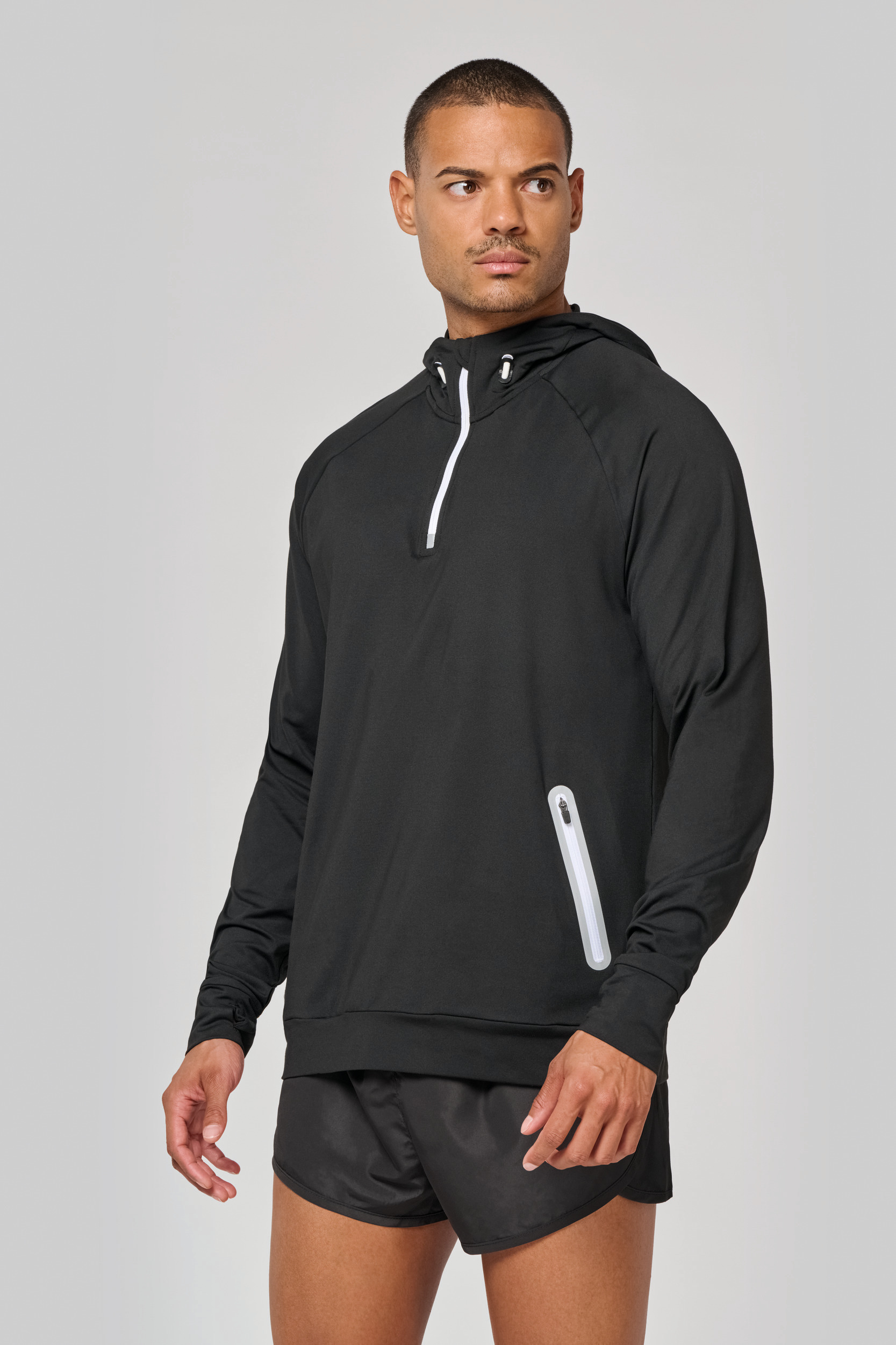 PA360 - Sudadera deportiva capucha 1/4 cremallera unisex