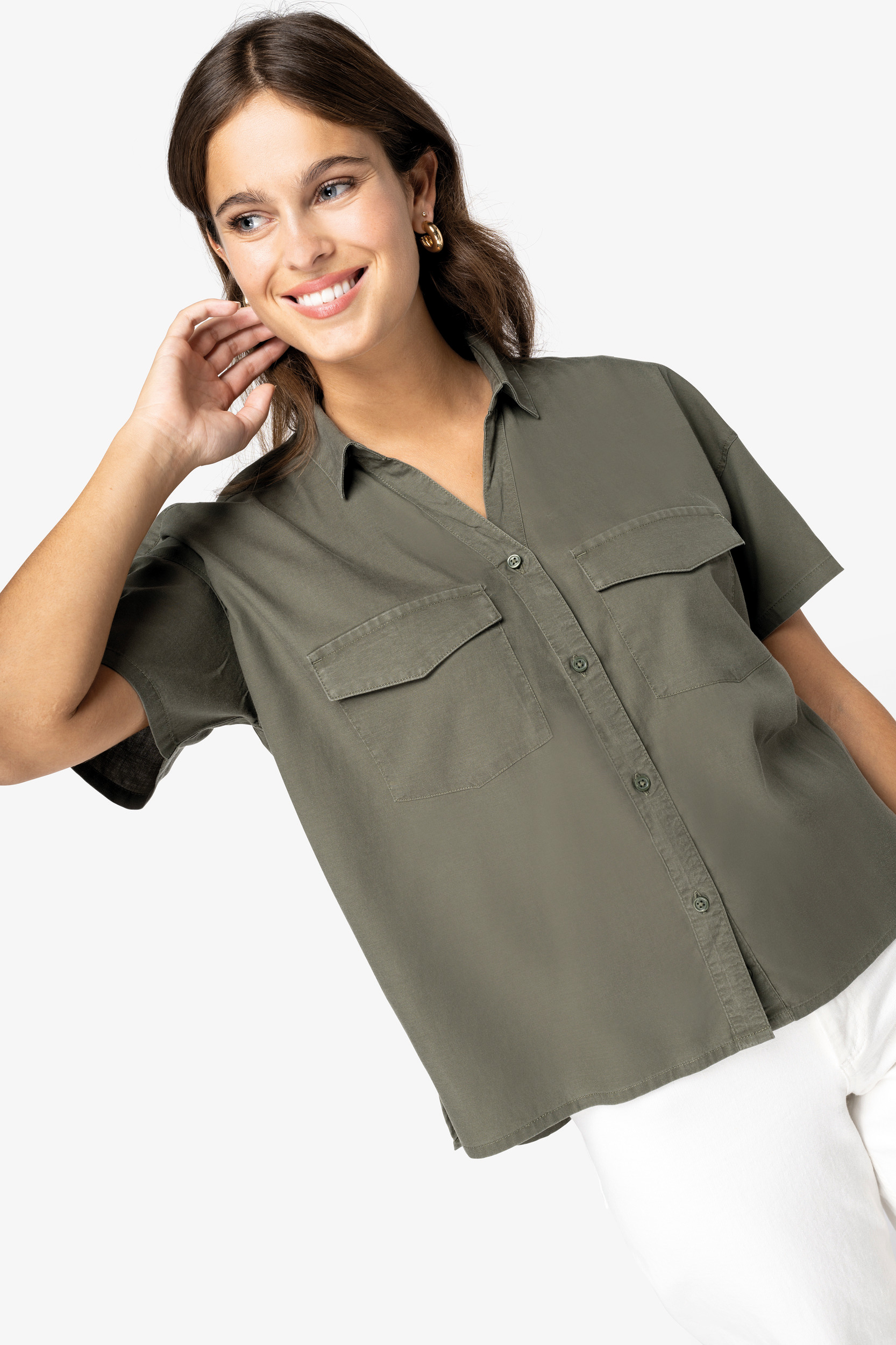 NS514 - Camisa ecorresponsable oversize de Lyocell mujer