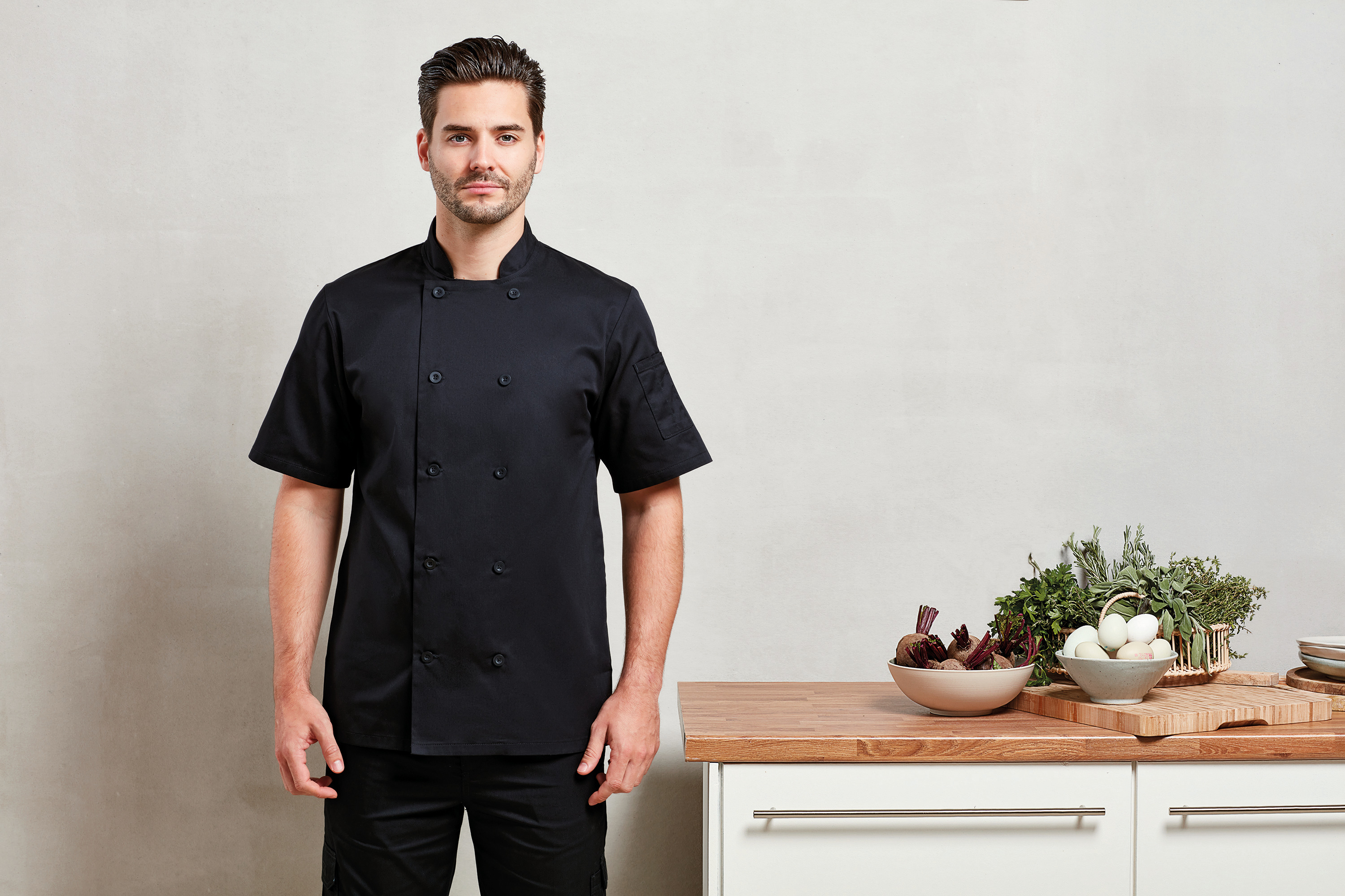 PR656 - Chaqueta de cocina manga corta