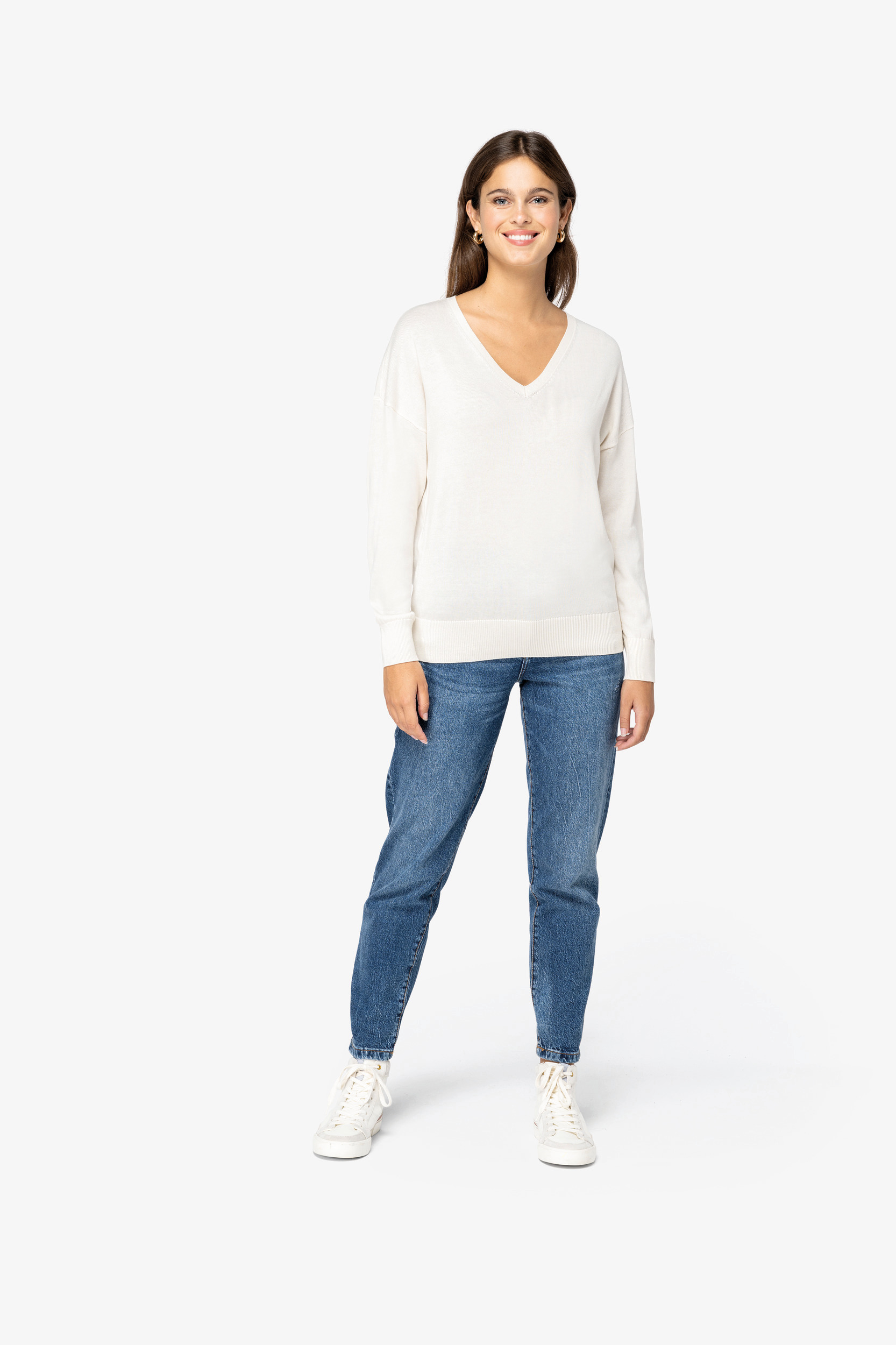 NS921 - Jersey ecorresponsable cuello de pico de lyocell mujer